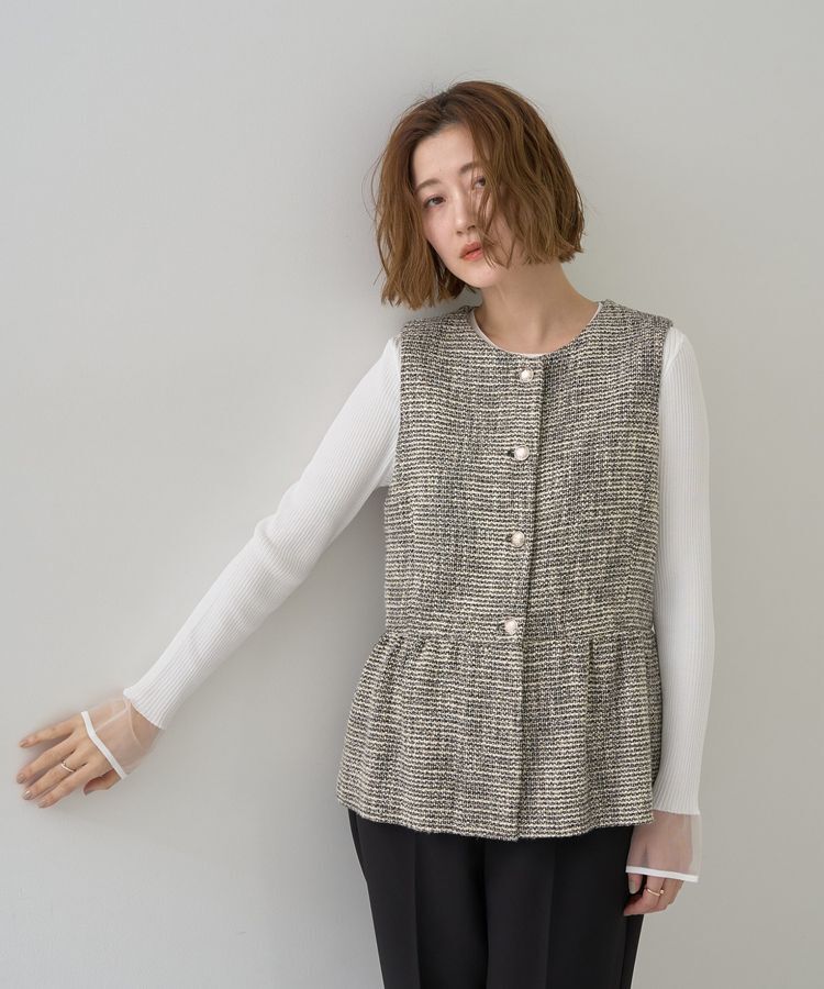 YECCA VECCA「袖口シアーリブニット」|ニット・セーター|