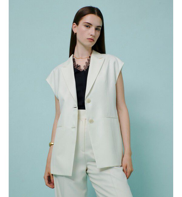 allureville「エアリービエラテーラードジレ」|ベスト・ジレ|アイボリー