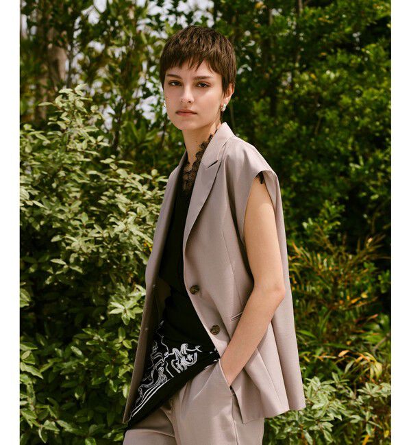 allureville「エアリービエラテーラードジレ」|ベスト・ジレ|ベージュ