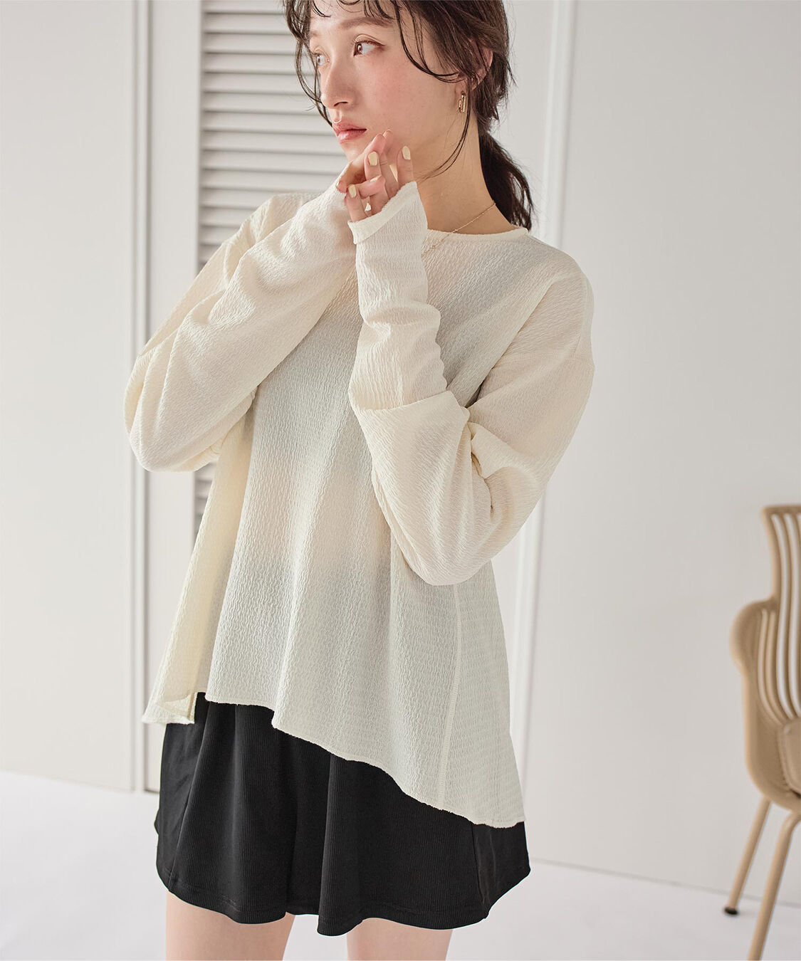 SEA DRESS「4点ｾｯﾄ/ﾍﾑﾗｲﾝﾗｯｼｭｶﾞｰﾄﾞ&times;ﾋﾞｷﾆ/水着」|ビキニ|ブラック2