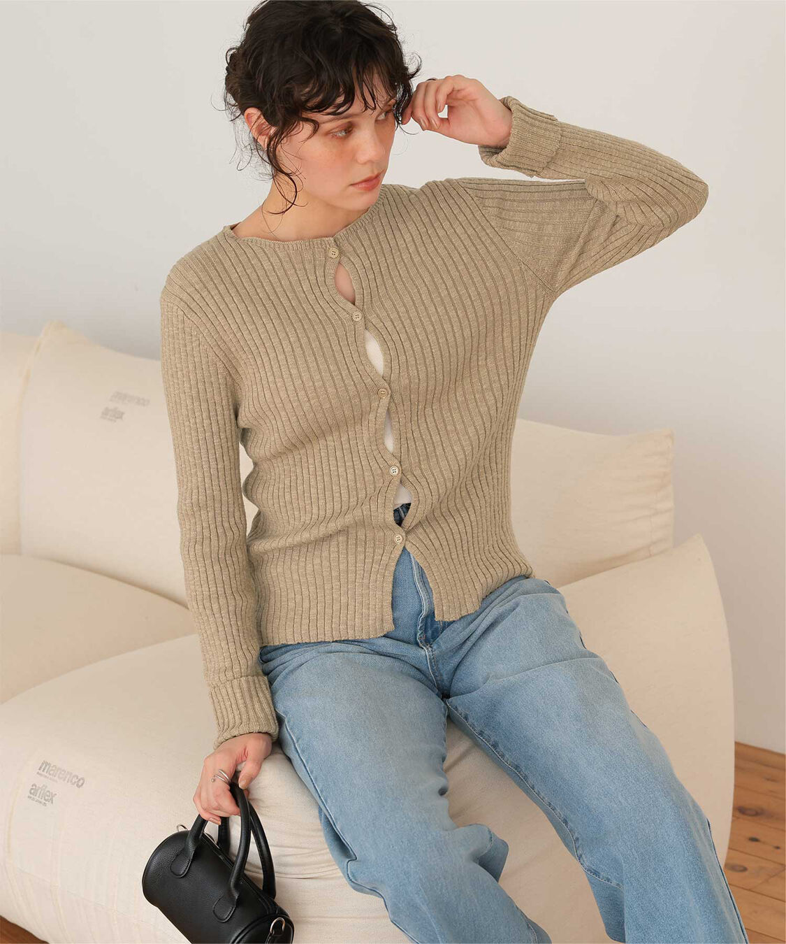 titivate「コンパクトリブニットカーディガン」|ニット・セーター|