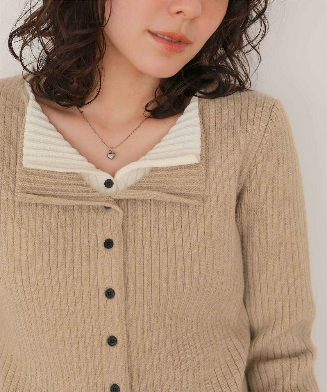 titivate「レイヤード風リブニットトップス」|ニット・セーター|