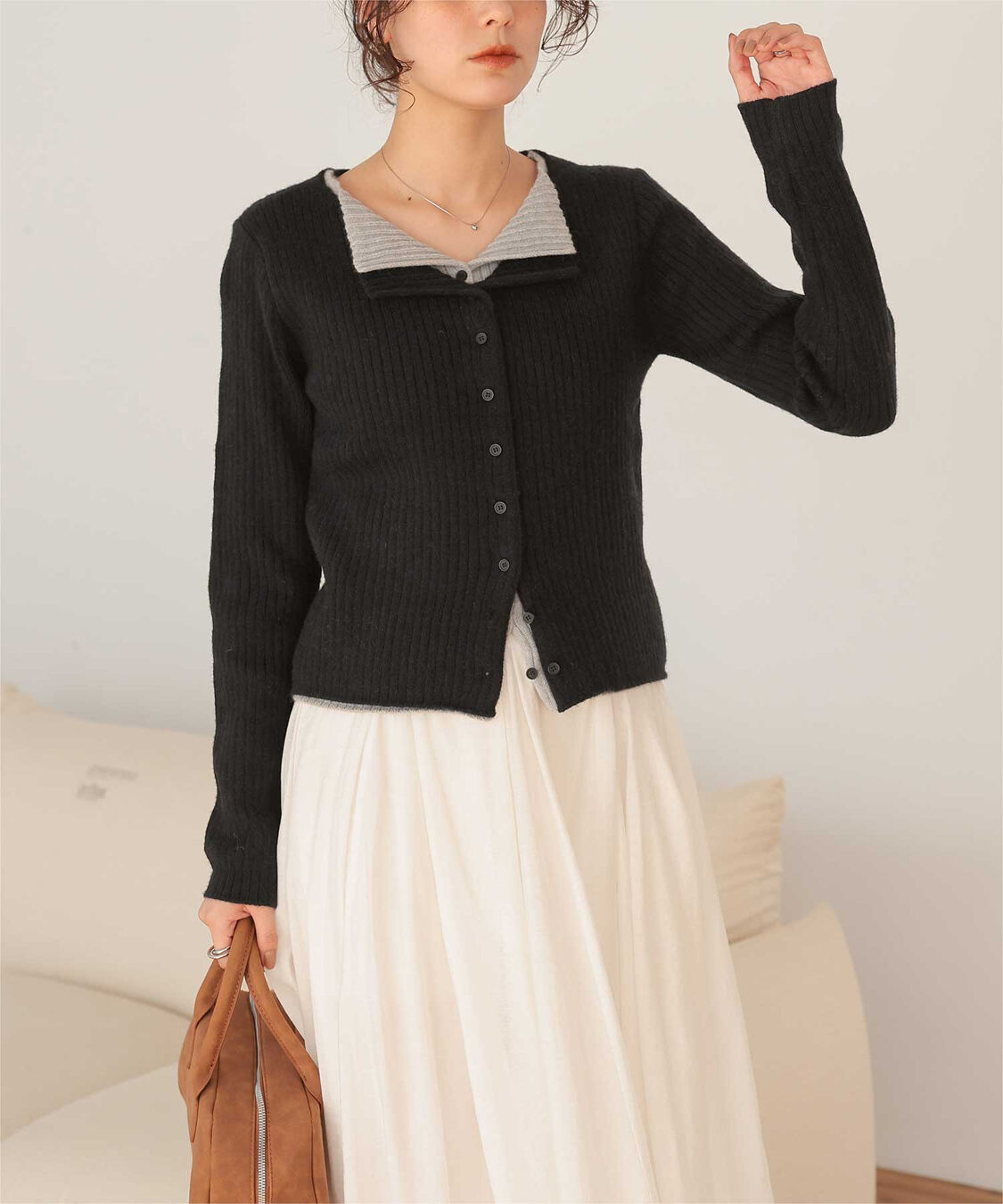 titivate「レイヤード風リブニットトップス」|ニット・セーター|