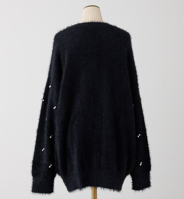 「ビジューフェザーロングカーデ」|ニット・セーター|