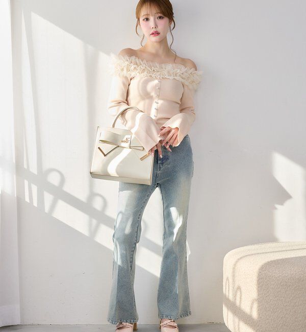  「チュールフリルオフショルニット」|ニット・セーター|