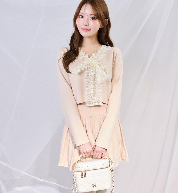  「レースボウタイニットセットアップ」|ワンピース|