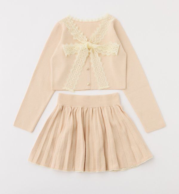  「レースボウタイニットセットアップ」|ワンピース|