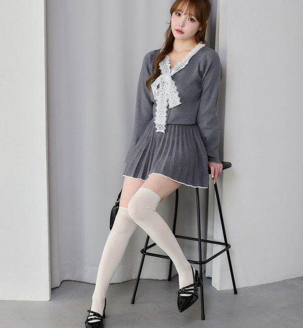  「レースボウタイニットセットアップ」|ワンピース|