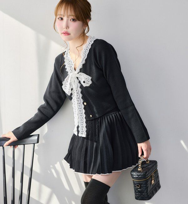  「レースボウタイニットセットアップ」|ワンピース|