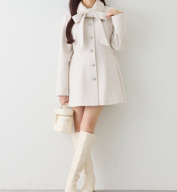  「【SＭサイズあり】リボン取り外し可能ミドルコート」|その他|
