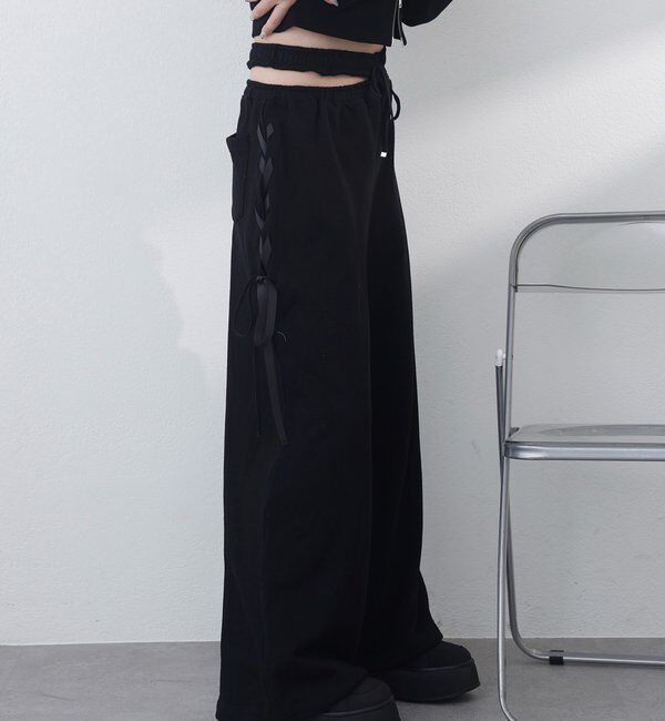  「【セットアップ可能】サイドカットレースアップスウェットパンツ」|その他|