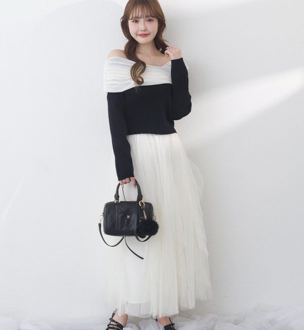  「チュールフリルロングスカート」|スカート|