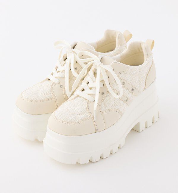  「ビジュー付きトリプルソールスニーカー」|その他|アイボリー