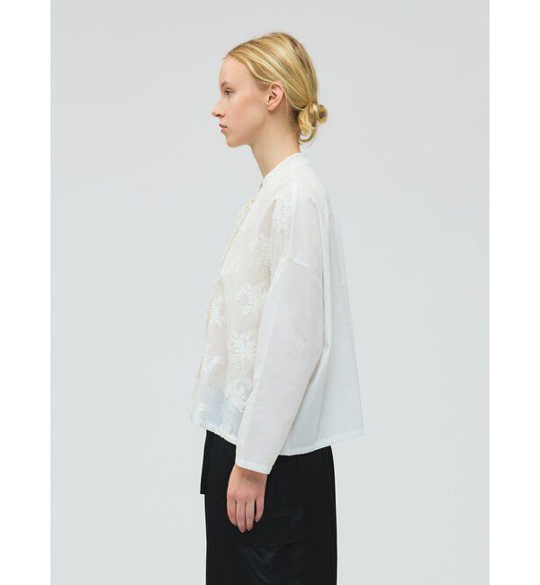 mizuiro ind「mizuiro ind レーススタンドカラーワイドシャツ」|シャツ・ブラウス|