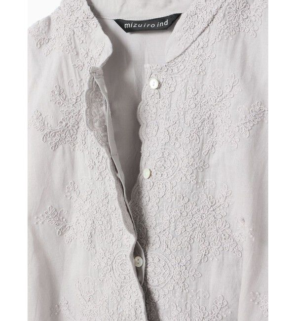 mizuiro ind「mizuiro ind レーススタンドカラーワイドシャツ」|シャツ・ブラウス|