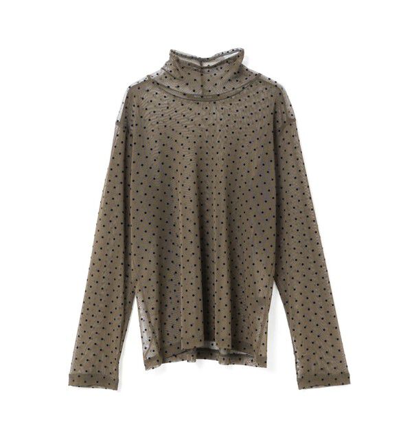 mizuiro ind「mizuiro ind メッシュドットハイネックプルオーバー」|Tシャツ・カットソー|ブラウン