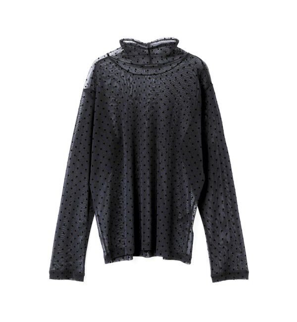 mizuiro ind「mizuiro ind メッシュドットハイネックプルオーバー」|Tシャツ・カットソー|