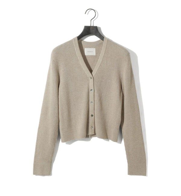 MIDIUMISOLID「MIDIUMISOLID for Ladies Vネックリブカーディガン」|ニット・セーター|グレージュ