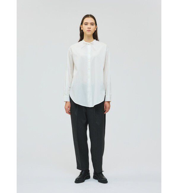 mizuiro ind「mizuiro ind リボンタイロングシャツ」|シャツ・ブラウス|