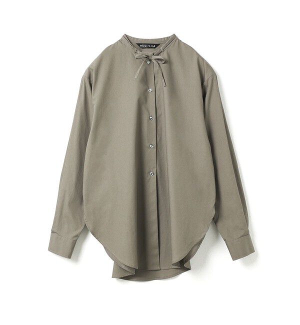 mizuiro ind「mizuiro ind リボンタイロングシャツ」|シャツ・ブラウス|グレージュ