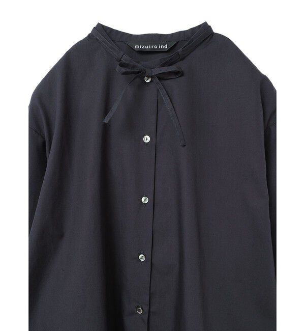 mizuiro ind「mizuiro ind リボンタイロングシャツ」|シャツ・ブラウス|