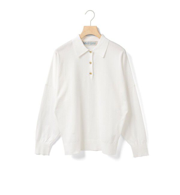MidiUmi「MidiUmi ワイドニットポロ」|シャツ・ブラウス|オフホワイト