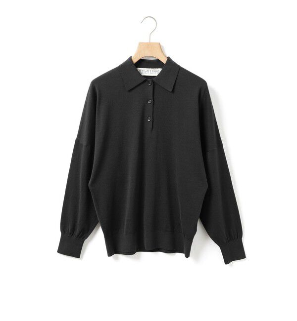 MidiUmi「MidiUmi ワイドニットポロ」|シャツ・ブラウス|ブラック