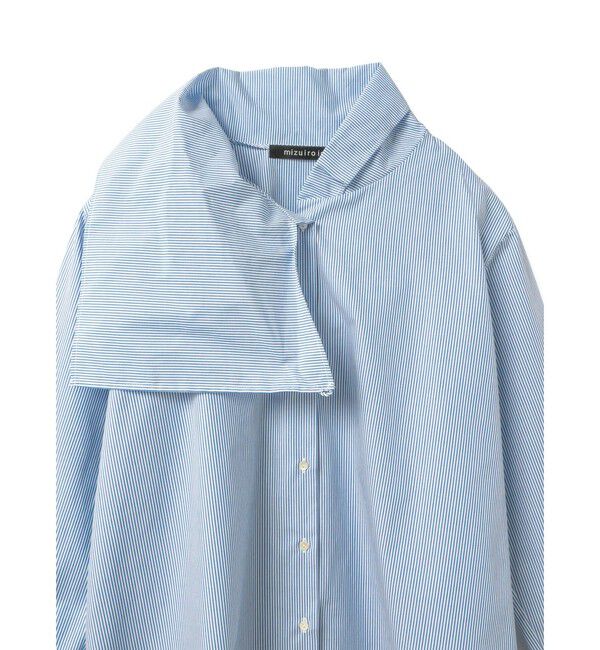 mizuiro ind「mizuiro ind ストライプスカーフカラーシャツ」|シャツ・ブラウス|