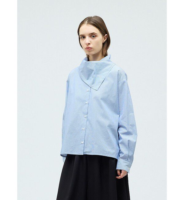 mizuiro ind「mizuiro ind ストライプスカーフカラーシャツ」|シャツ・ブラウス|