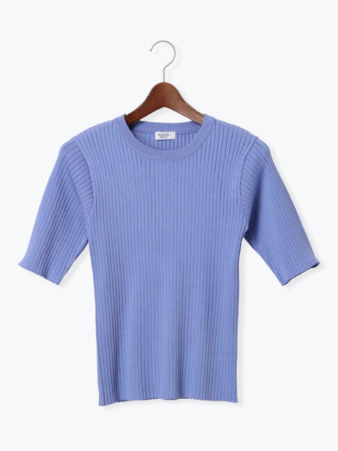 Te chichi TERRASSE「ハーフスリーブクルーネックリブニット」|ニット・セーター|ブルー