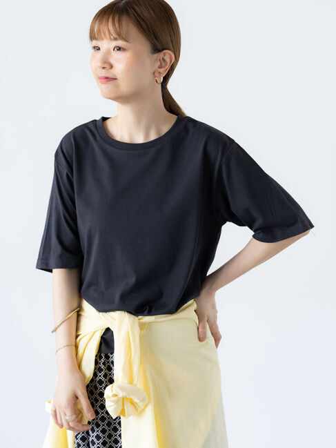 Lugnoncure「【接触冷感】クルーネックTシャツ」|Tシャツ・カットソー|チャコールグレー