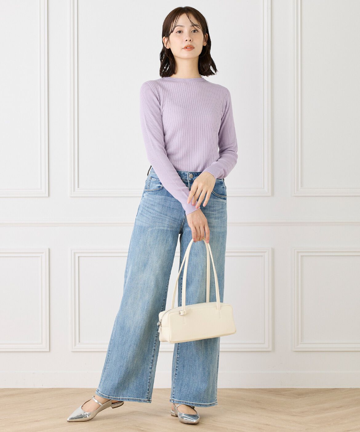 INED「《Cuoo》ホールガーメントクルーネックリブニット」|ニット・セーター|