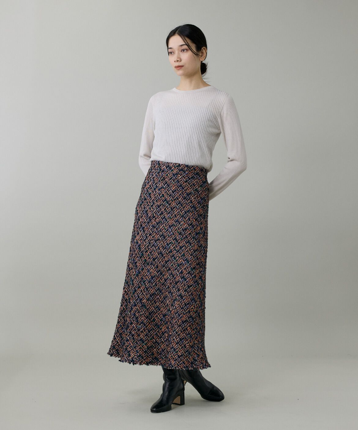 INED「《Cuoo》ホールガーメントクルーネックリブニット」|ニット・セーター|