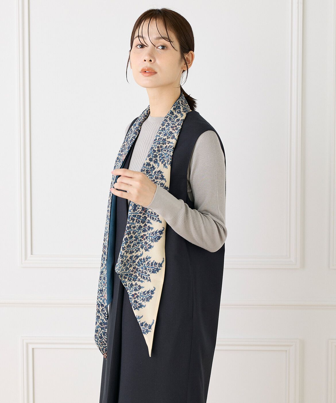 INED「《大きいサイズ》ホールガーメントクルーネックリブニット《Cuoo》」|ニット・セーター|