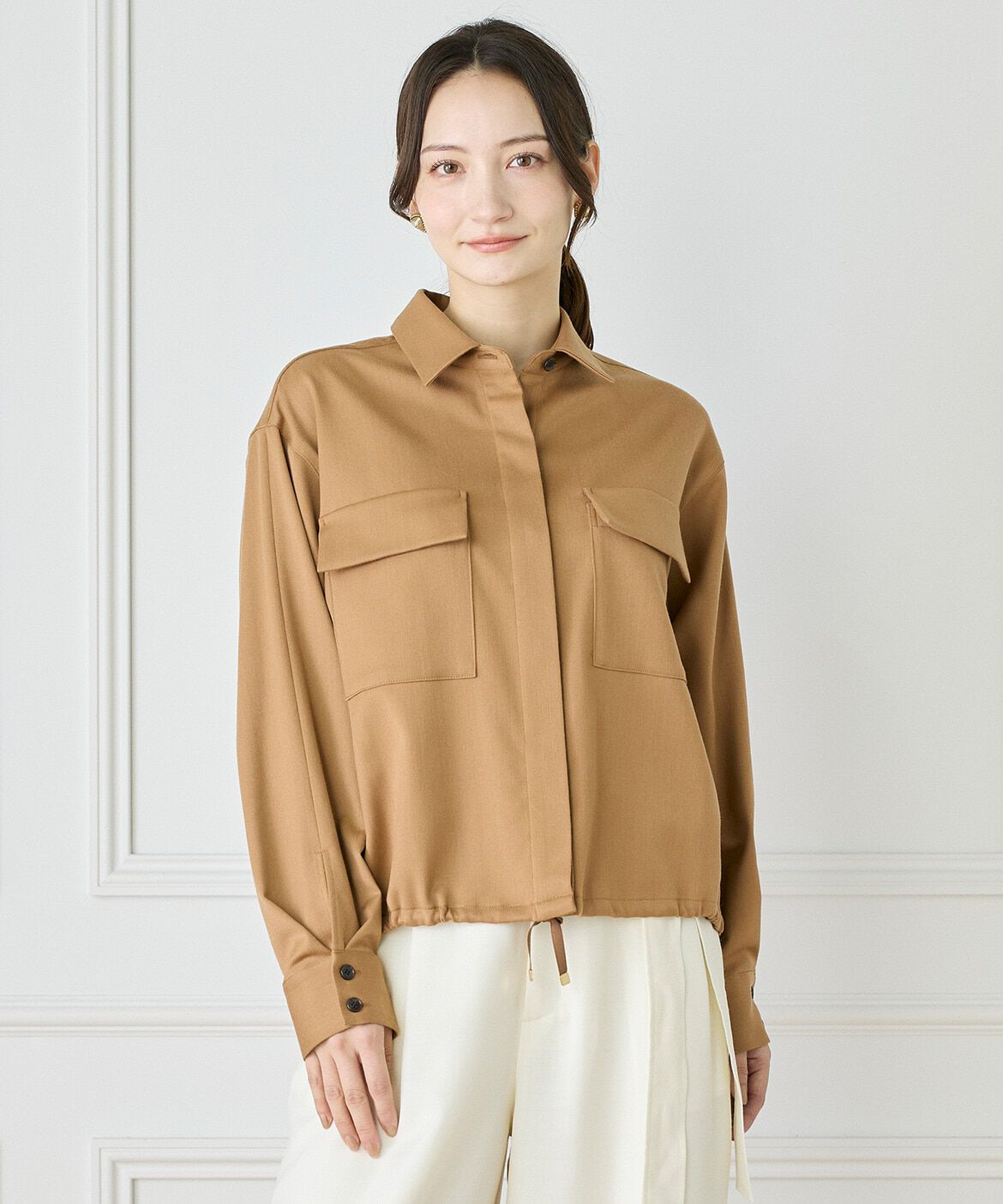 INED「2WAYブラウス」|シャツ・ブラウス|キャメル1