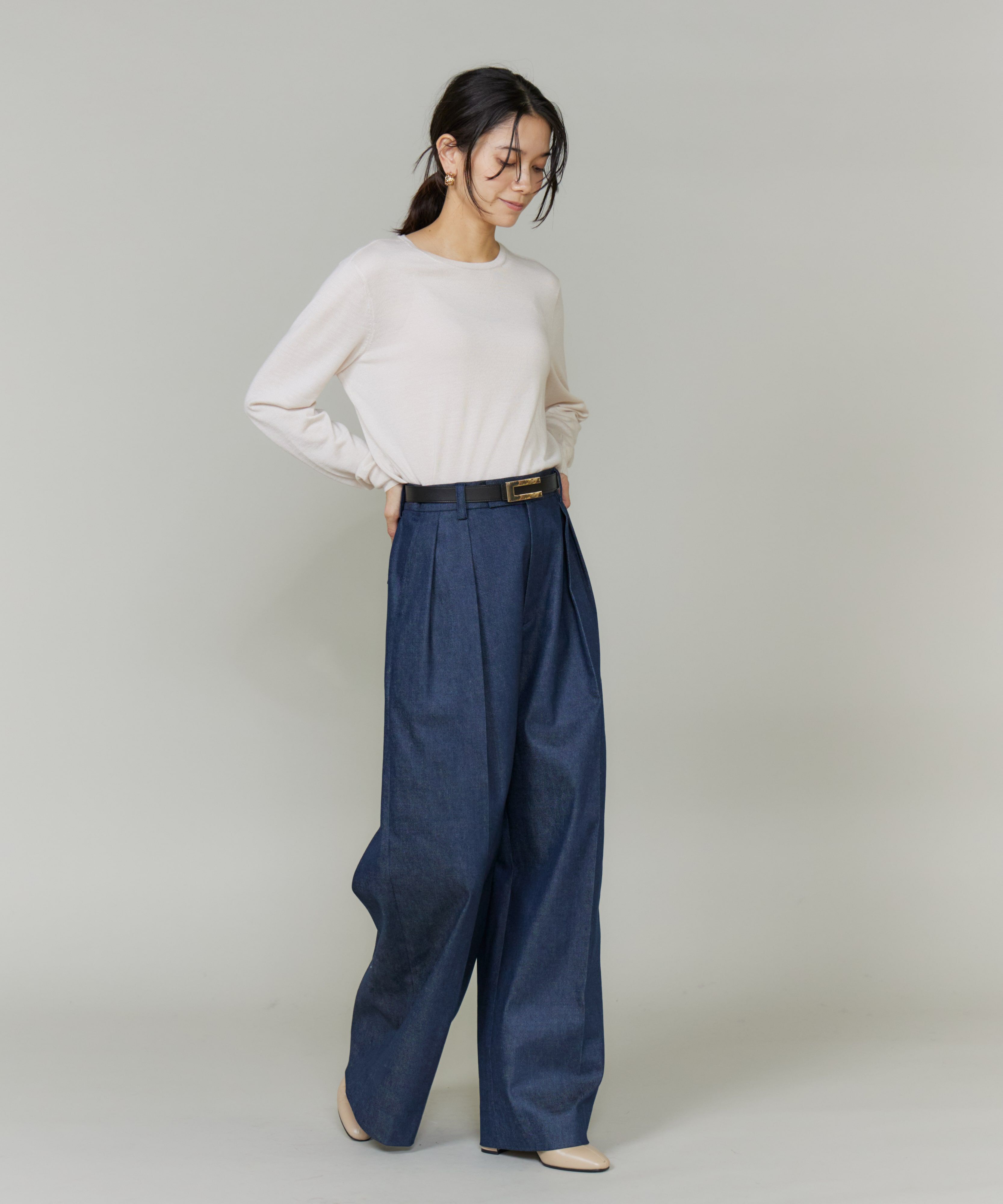 INED「《CONTESSA》シルクカシミヤクルーネックニット」|ニット・セーター|