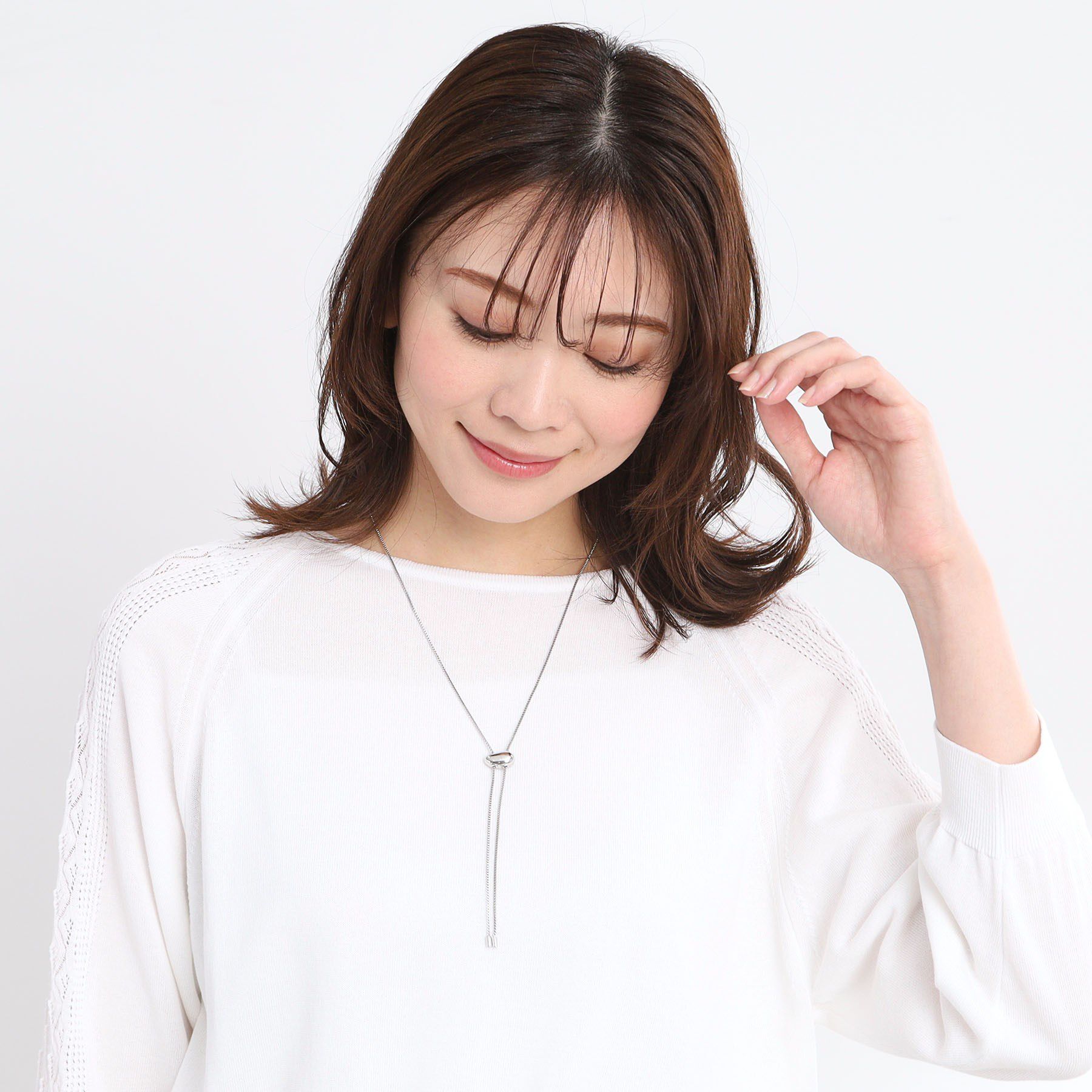 Reflect「【夏SALE／スライド式チェーン／長さ調節可】ビーンズY字ネックレス」|ネックレス|