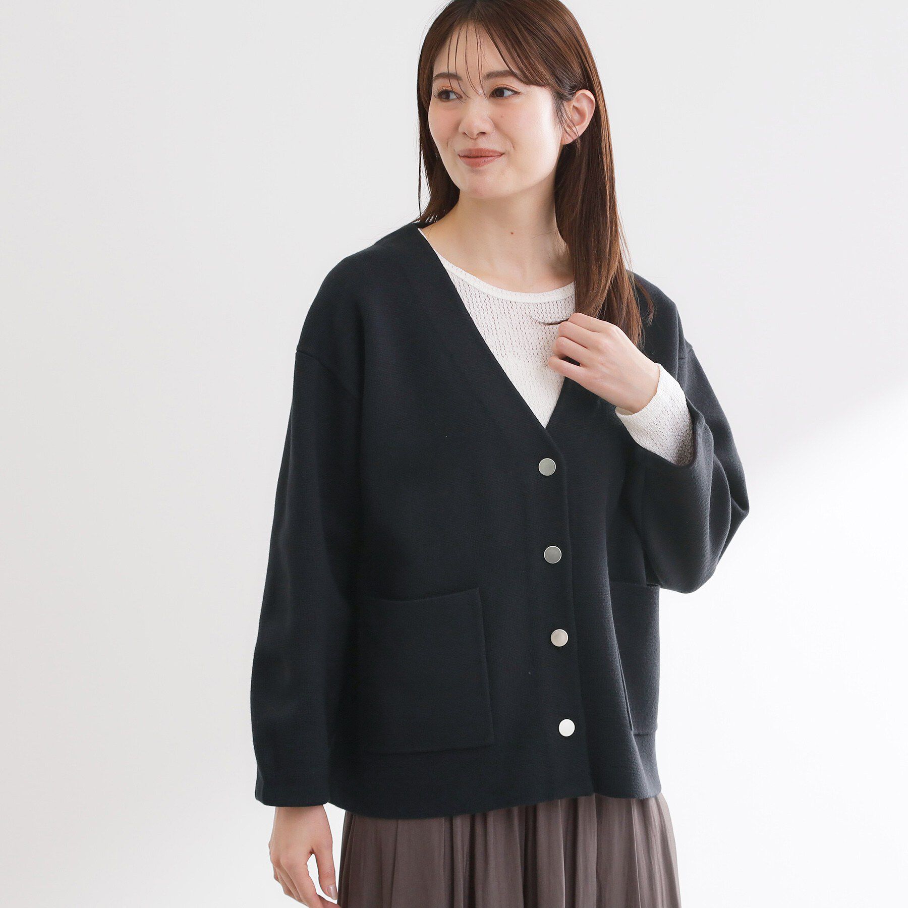 Reflect「【着回し力◎】ジャケット風ニットカーディガン」|カーディガン|