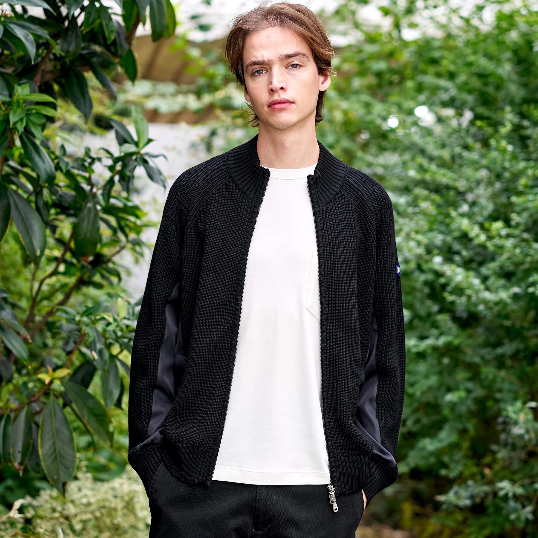 DRESSTERIOR「ミリタリーニットジャケット」|カーディガン|ブラック(019)