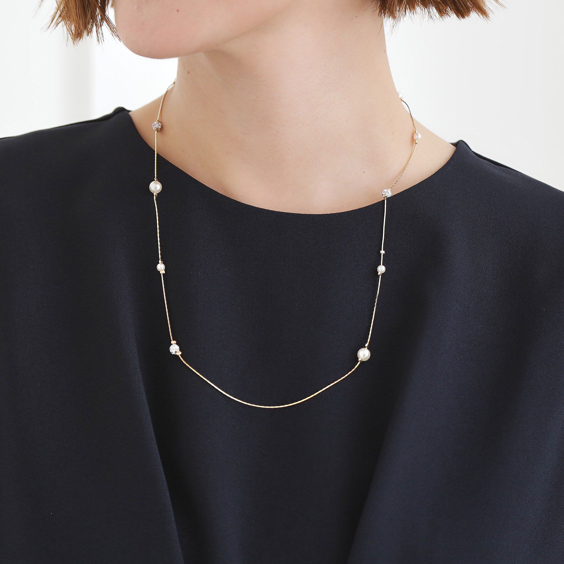 grove「飛ばしパール調アジャスタブルネックレス」|ネックレス|