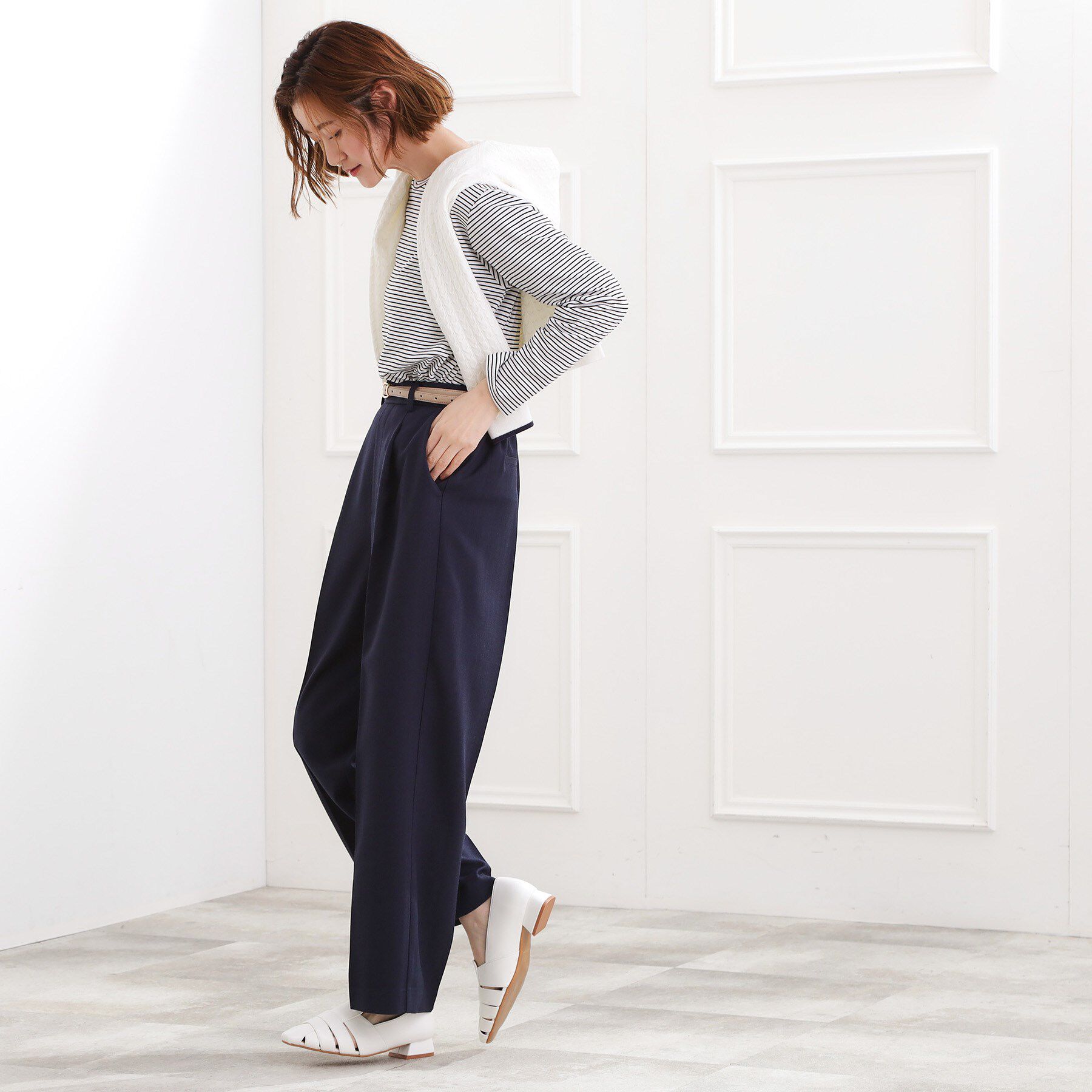 grove「スタイリングが上品に決まる、ウールライクワイドパンツ」|その他|