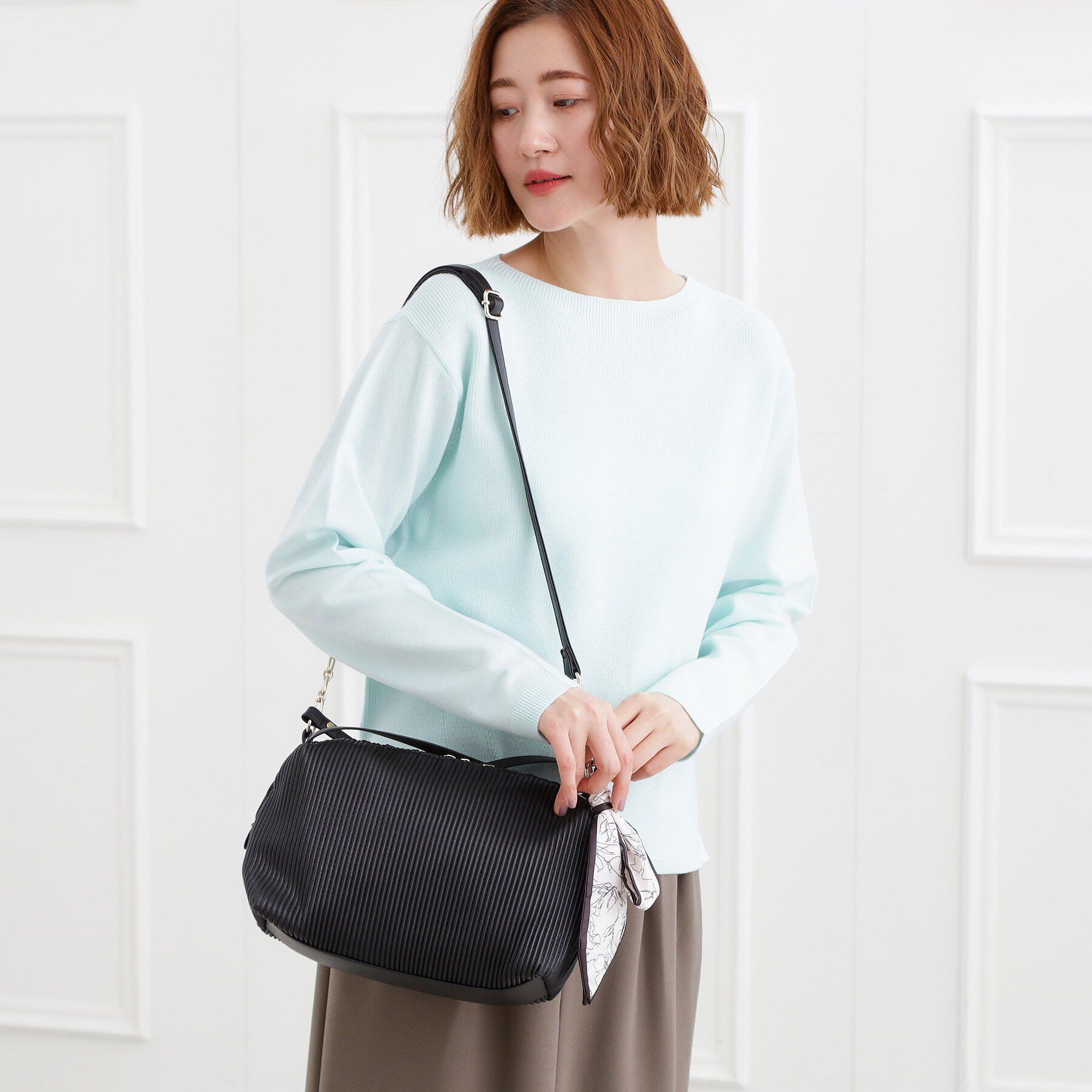 grove「プリーツチェーンスカーフショルダー」|ショルダー・メッセンジャー|