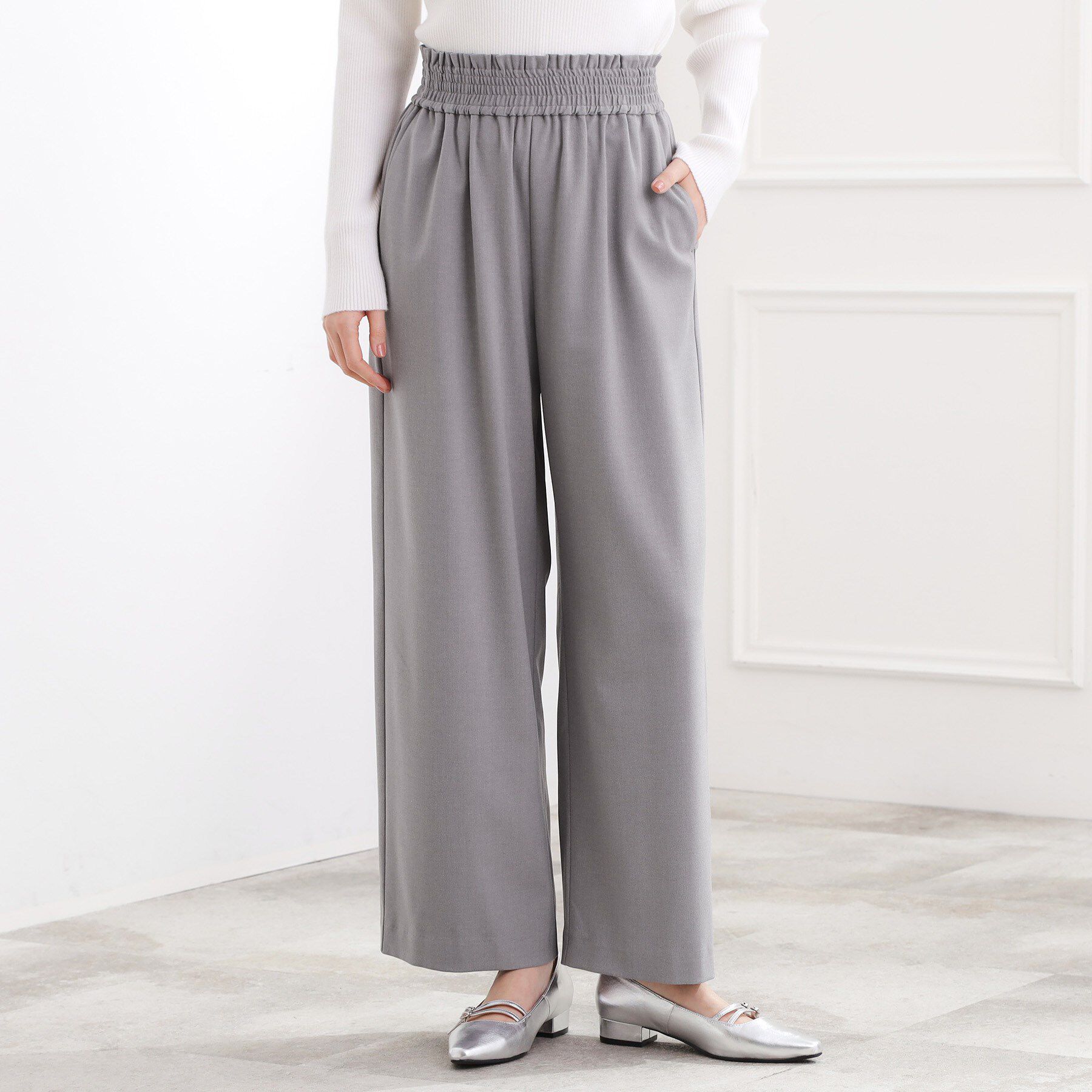 grove「きれい見えとイージーな着心地を両立した、ウエストシャーリング ワイドパンツ」|その他|