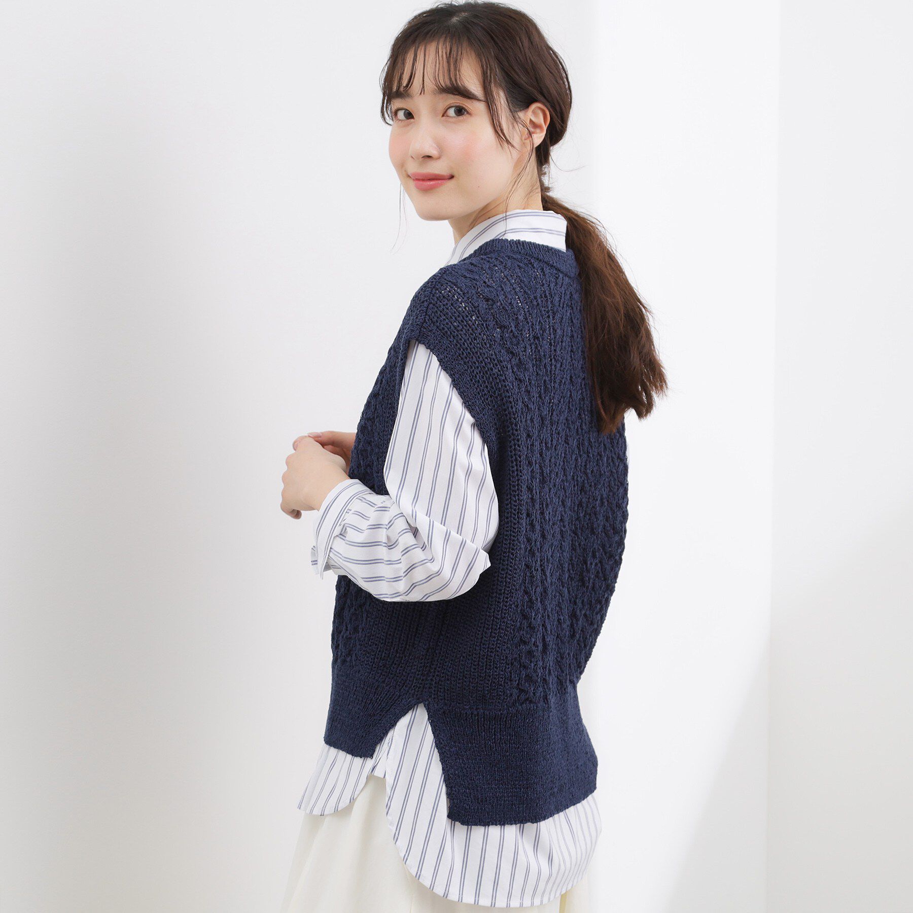 grove「リリヤーンケーブル ニットベスト」|ニット・セーター|