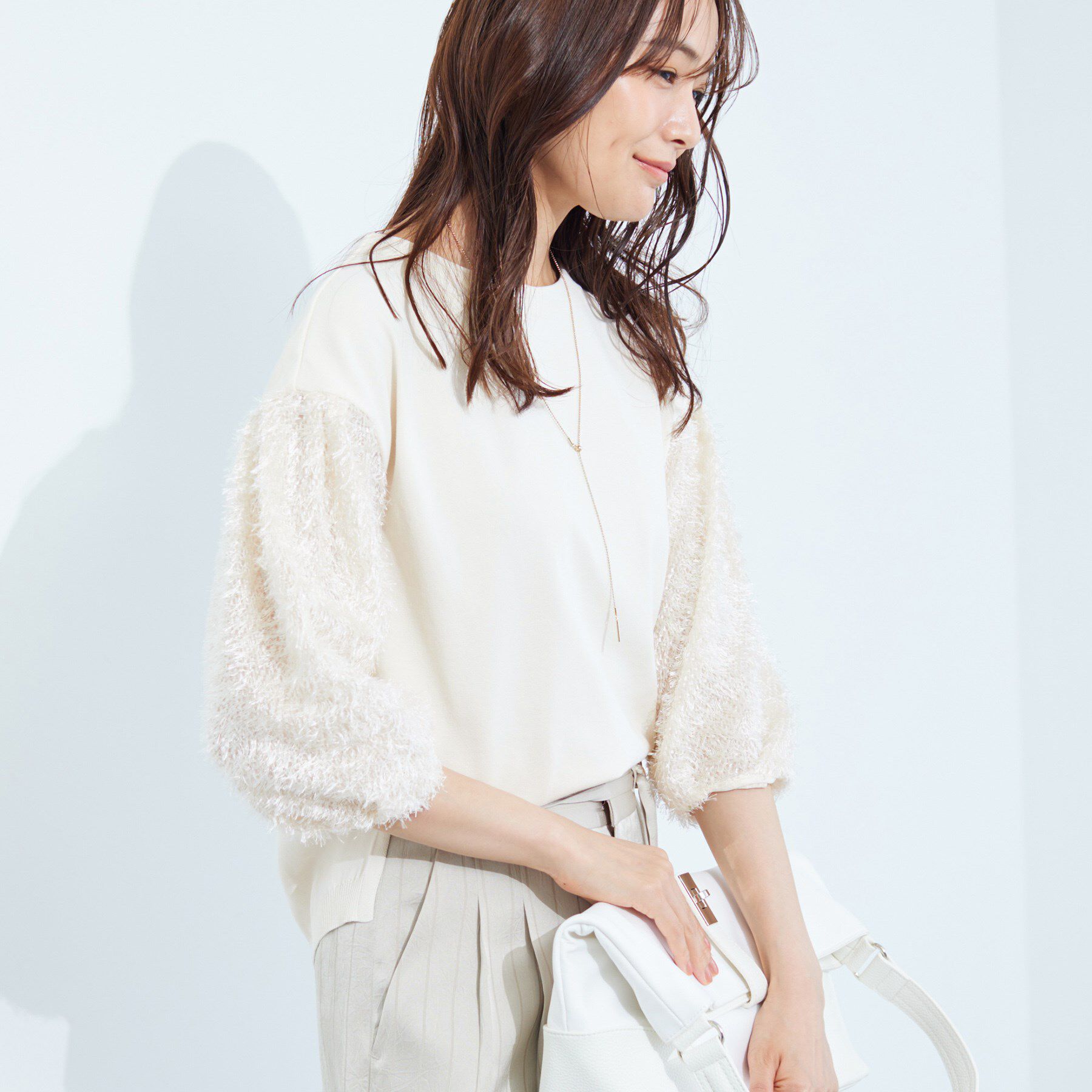 INDIVI「【洗える】フリンジジャカードニット」|ニット・セーター|