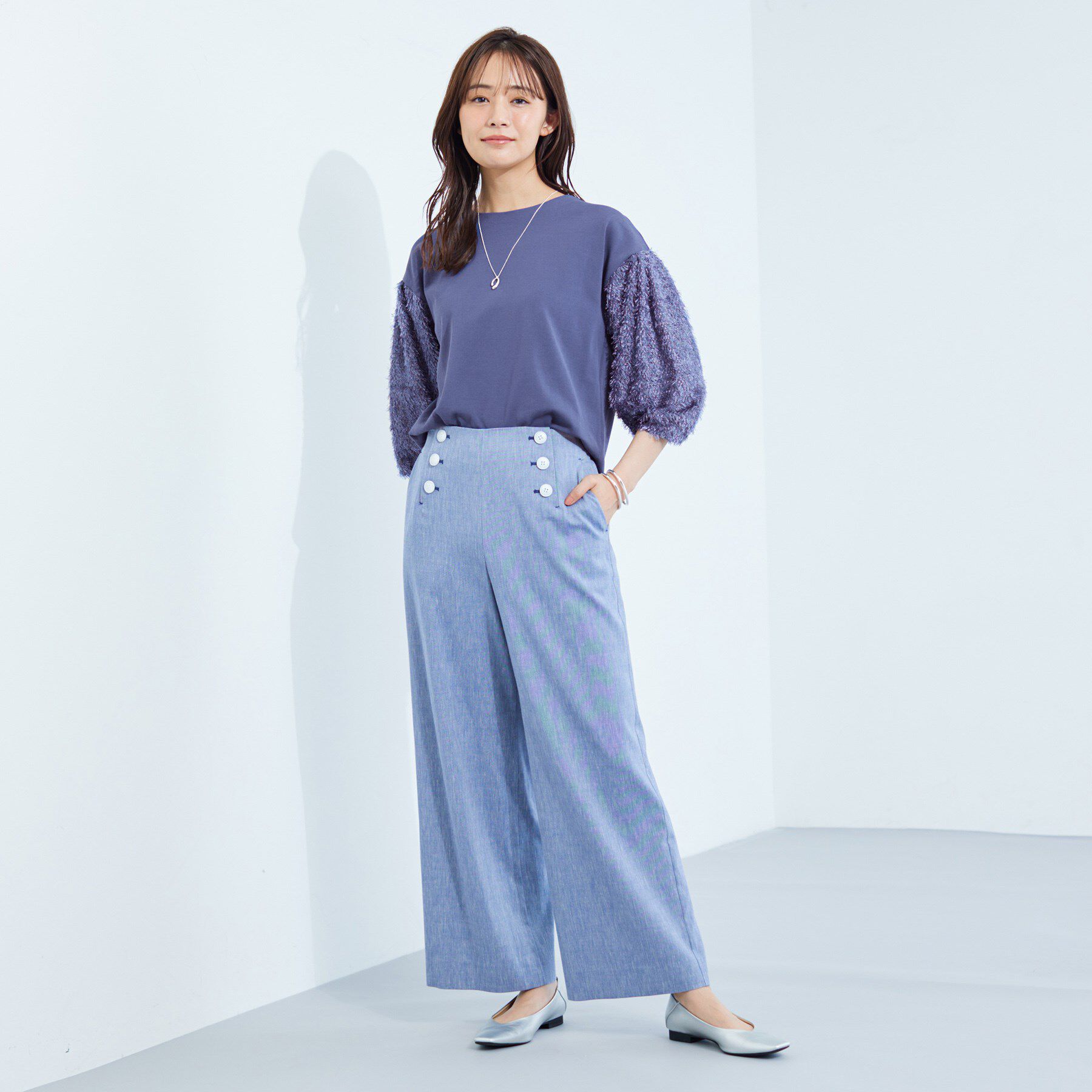 INDIVI「【洗える】フリンジジャカードニット」|ニット・セーター|