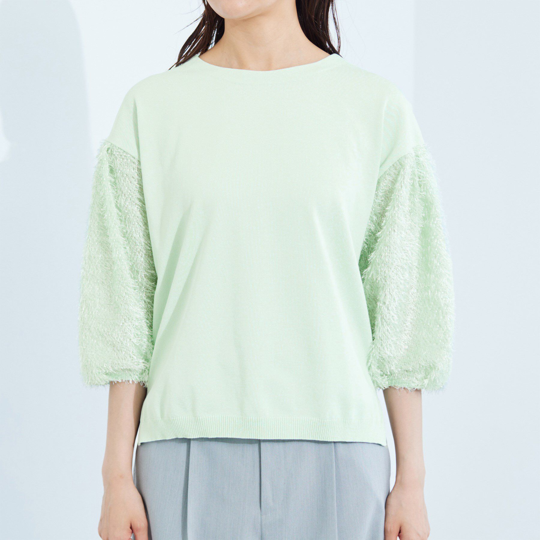 INDIVI「【洗える】フリンジジャカードニット」|ニット・セーター|