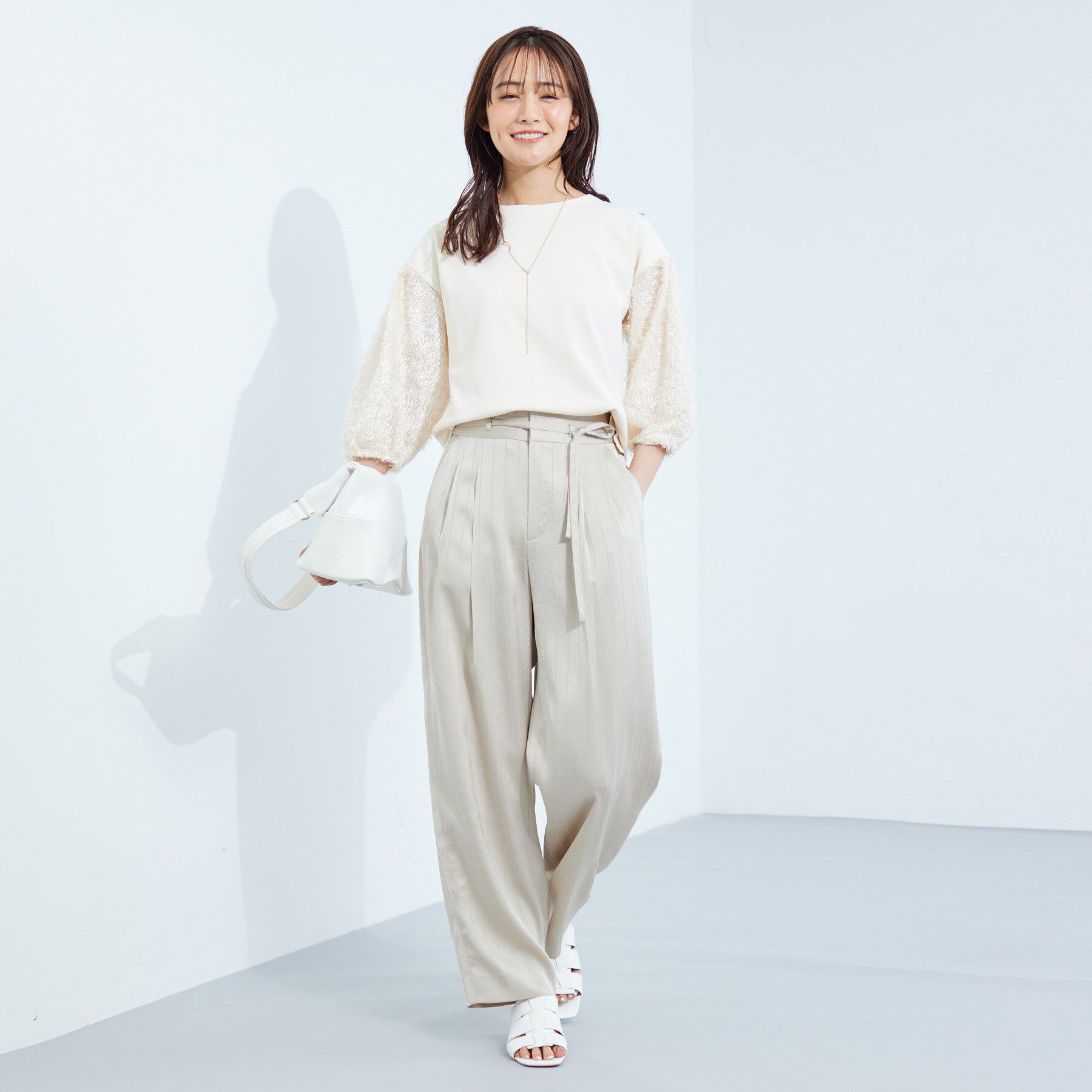 INDIVI「【洗える】フリンジジャカードニット」|ニット・セーター|