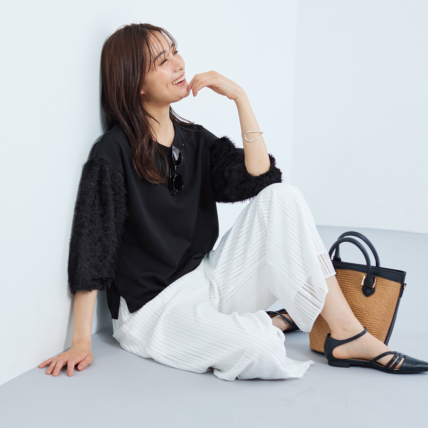 INDIVI「【洗える】フリンジジャカードニット」|ニット・セーター|