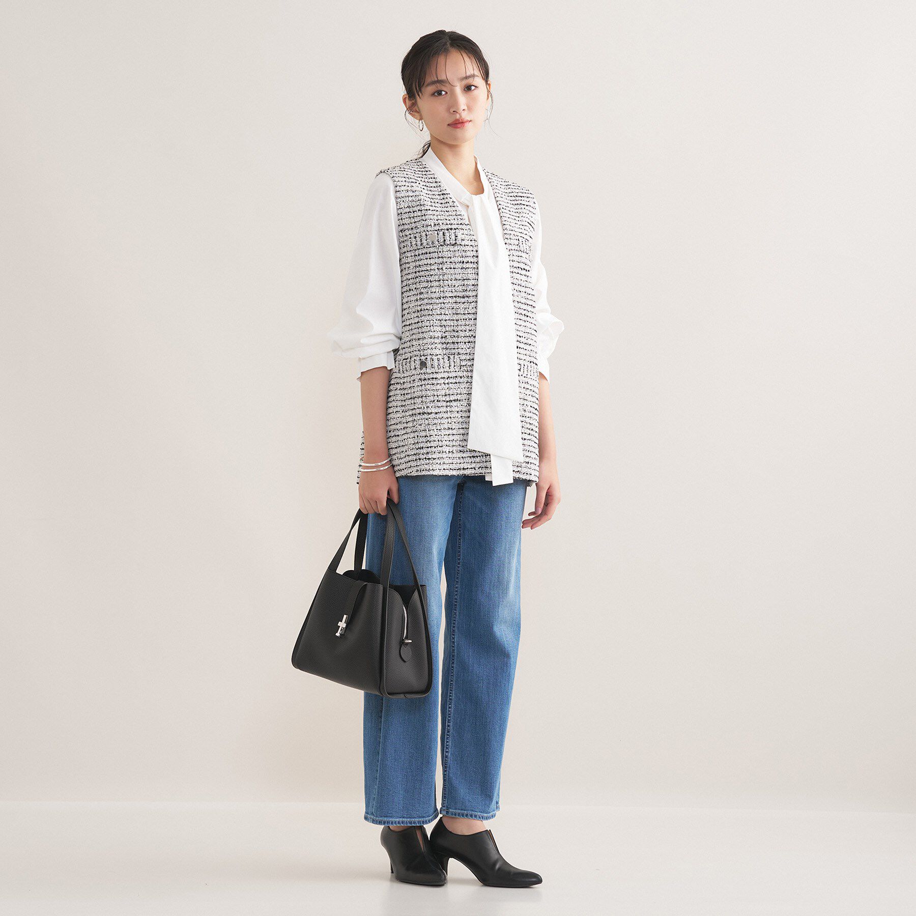 INDIVI「【2点セット／洗える／セレモニー】ツイードジレ＆ボウタイブラウス」|その他|